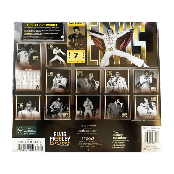 Elvis Presley Calendar Lot of 10 era 2001-2015 Sealed Mead Products - Picture 12 of 16